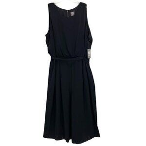 Vince Camuto Black Moss Crepe Blouson Wide Leg Crop Jumpsuit New